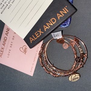 Alex and ani rose gold trio bracelet bangle love set